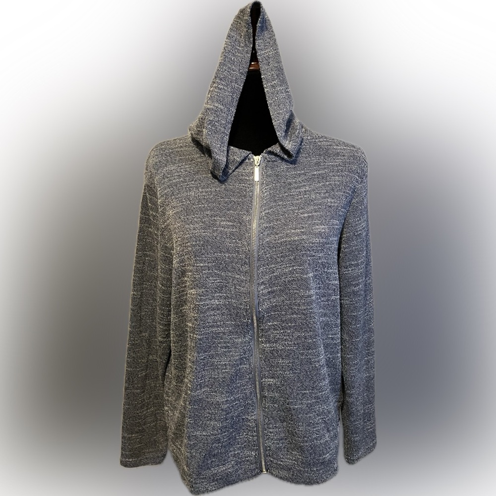 Rae Dunn Heather Blue Zip Hoodie size L